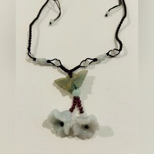Elegant Butterfly & Floral Pendant Stone Necklace